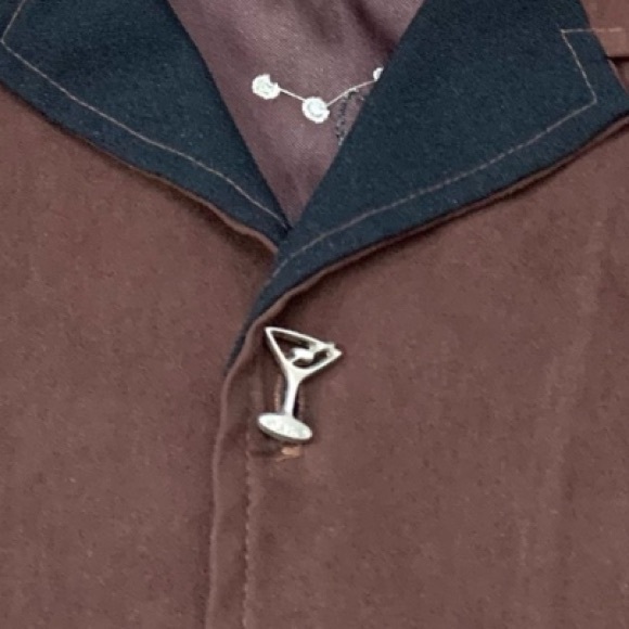 Vintage “Martini Time" embroidered brown ultra suede S/S party shirt- XXL - Picture 5 of 13